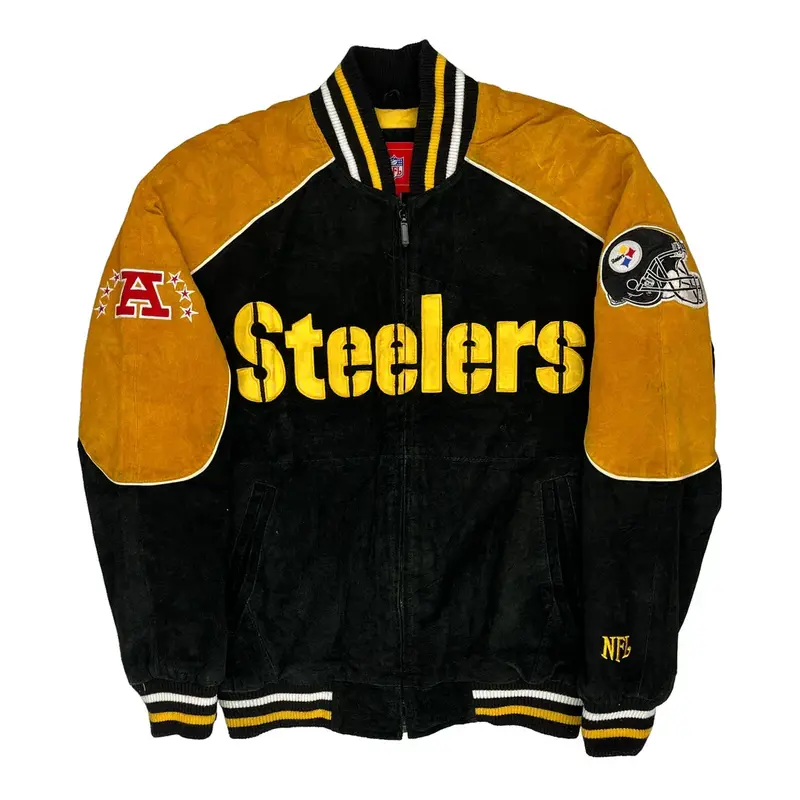 Pittsburgh Steelers Nfl Varsity Jacket - Medium Black Leather