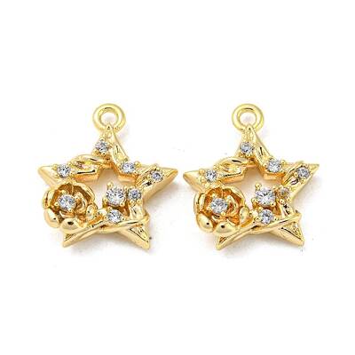 Brass Micro Pave Clear Cubic Zirconia Charms