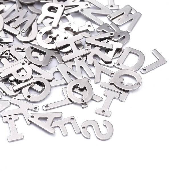 Tarnish Resistant 201 Stainless Steel Letter Charms