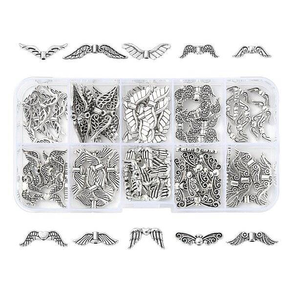 100Pcs 10 Style Tibetan Style Alloy Beads