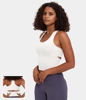 Cloudful™ Fabric U Neck Backless Racerback Cut Out Cropped Yoga Tank Top Activewear Anklet #Summervibes#summer Pilates Outf...