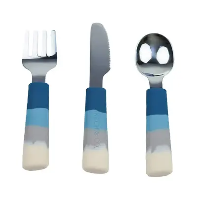 3 piece cutlery set for kids and toddlers - Blue