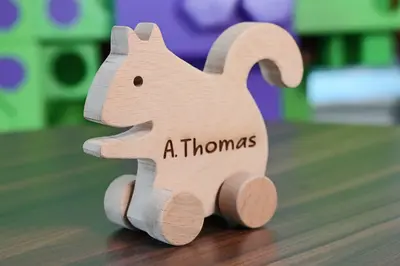 Wooden Toy Car - Squirrel - Personalized - Handmade Montessori Toy