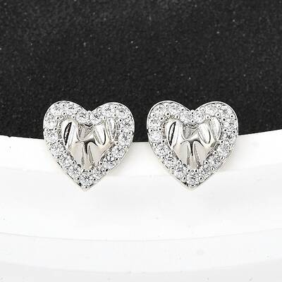 Brass Micro Pave Clear Cubic Zirconia Stud Earrings