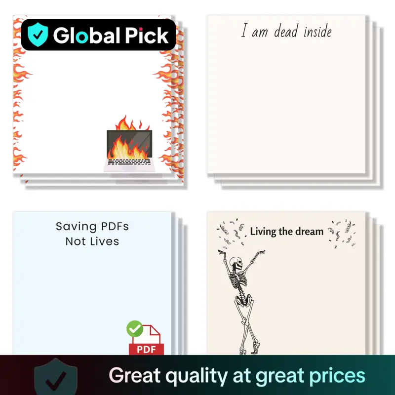 Funny Office Sticky Notebook, 4 Counts/set 3x3 Inch Funny Office Note Pad, Adhesive Sticky Note for School Office Home Suppl...