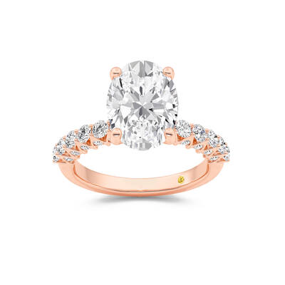 Verda Art Deco Inspired V-Prong Oval Lab Grown Diamond Engagement Ring | 14K Rose Gold 3 1/4 CT. TW.