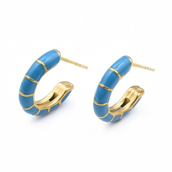 Enamel C-shape Stud Earrings