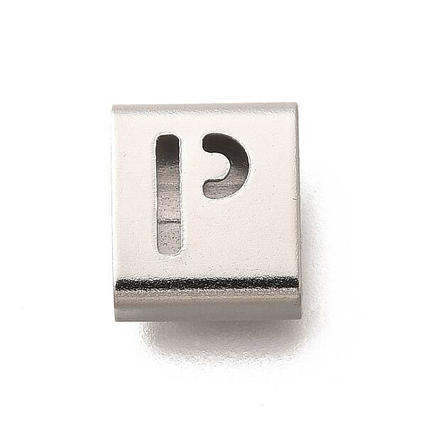 Letter Style 304 Stainless Steel Square Slide Charms