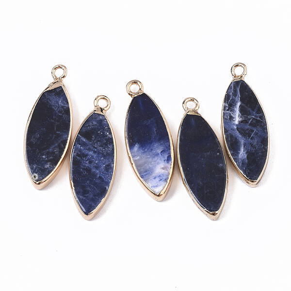 Edge Golden Plated Natural Sodalite Pendants