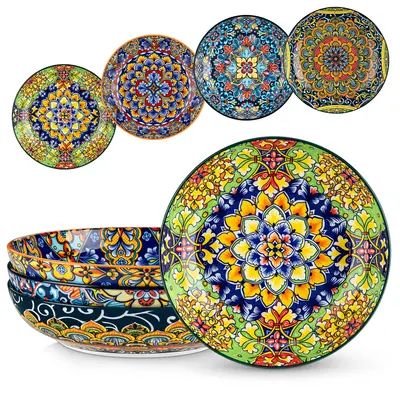 vancasso Pasta Bowls, Ceramic Salad Bowls, Soup Bowls, Pasta Plates, Bohemian Decorative Bowls for Salad, Fruit, Pasta and Di...