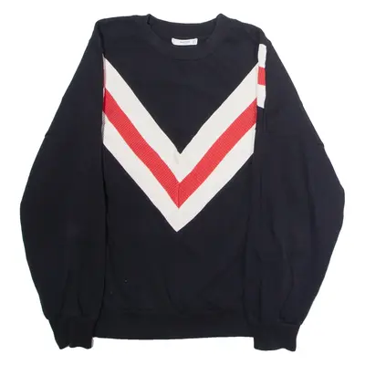 MANGO Chevron Stripe Mens Sweatshirt Black Crew Neck L