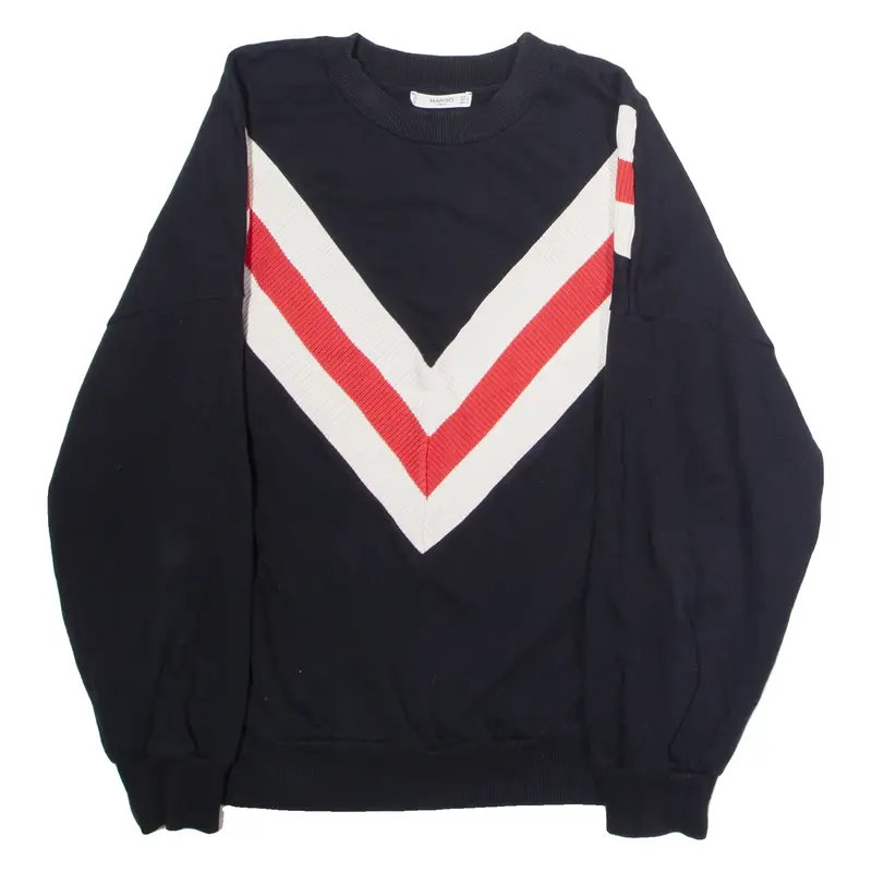 MANGO Chevron Stripe Mens Sweatshirt Black Crew Neck L