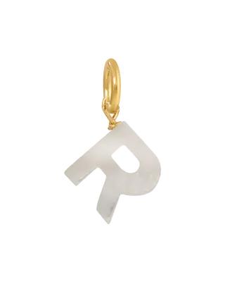 MOP Letter Charm | Metal Color: Gold | Letter: R