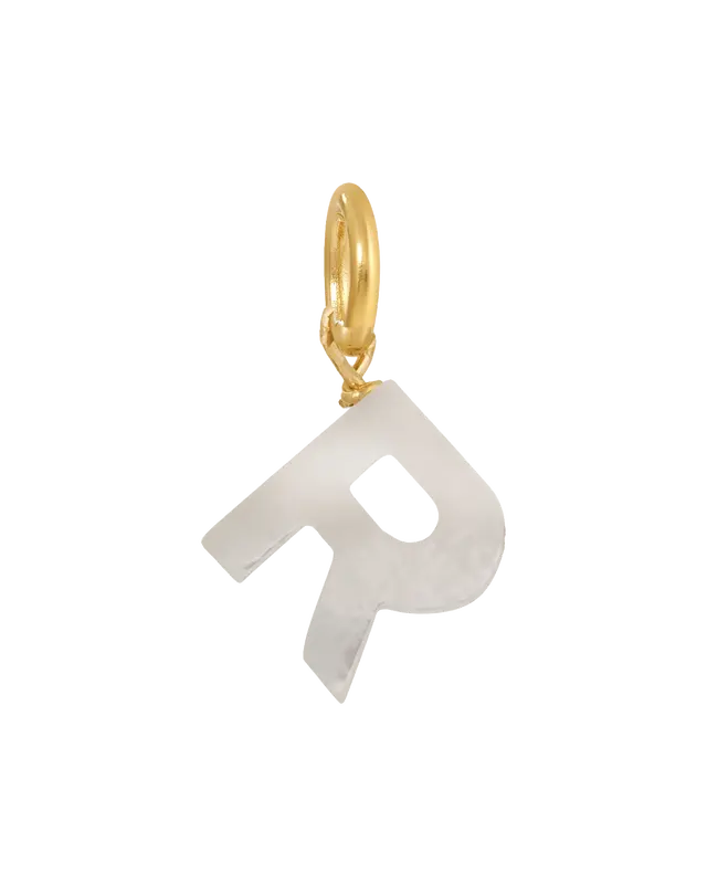 MOP Letter Charm | Metal Color: Gold | Letter: R