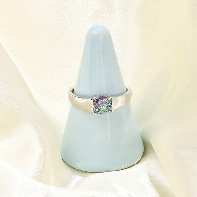 Rhodium Plated 925 Sterling Silver Moissanite Adjustable Rings