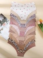 Women's Plain / All Over Print Panty, Breathable Cute Comfortable Seamless Knicker for Daily Wear, Elegant Women's Underwear ...