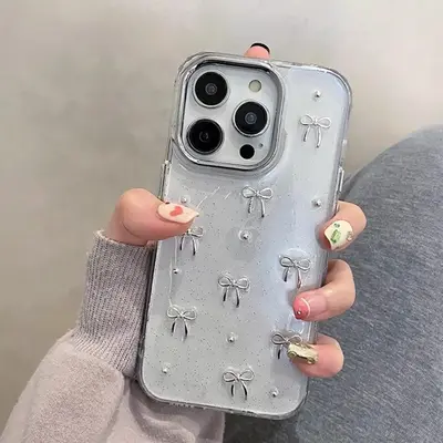 Bowknot Design Phone Case, Anti-fall Decorative Phone Protector Cover, Shockproof Phone Protective Case Compatible with iPhon...