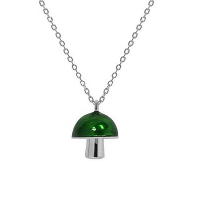 Anti-Tarnish 925 Sterling Silver Enamel Mushroom Pendant Necklaces