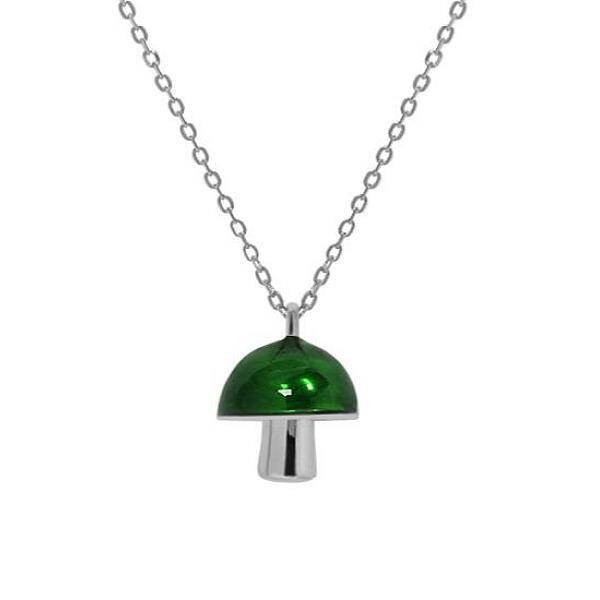 Anti-Tarnish 925 Sterling Silver Enamel Mushroom Pendant Necklaces