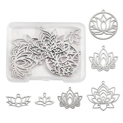 12Pcs 6 Style 304 & 201 Stainless Steel Pendants