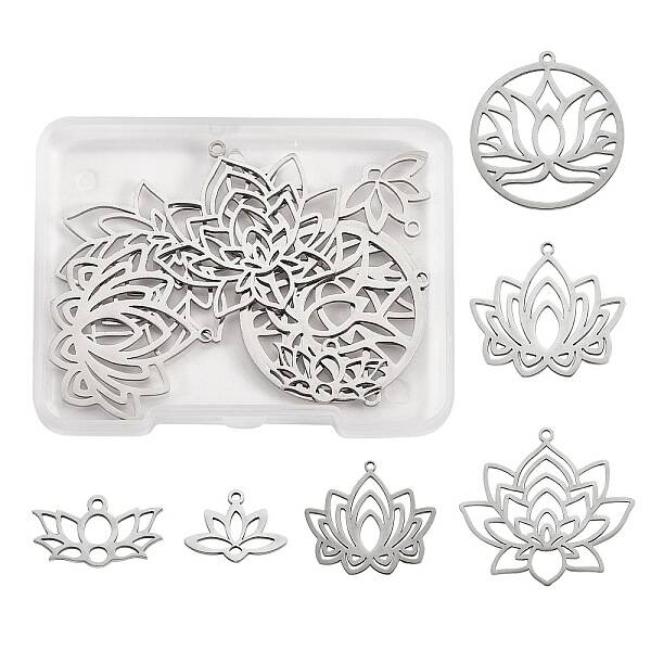12Pcs 6 Style 304 & 201 Stainless Steel Pendants