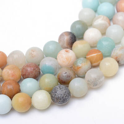 Round Natural Flower Amazonite Bead Strands