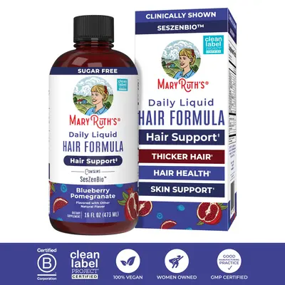 MaryRuth's Daily Liquid Hair Formula - Hair Support - Thicker Hair for Women - Healthy Hair Habits - With SesZenBio - Biotin ...
