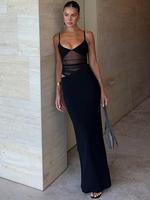 Women's Cut Out Sheer Mesh Cami Dress, Sexy Sleeveless Spaghetti Strap Dress for Party Club Dating Wear, Ladies Summer Clothe...