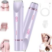 Bikini Trimmer for Women, Electric Shaver and Razor Rechargeable 2-in-1 Body and Facial Epilator, Dual Heads for Painless Tri...