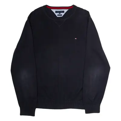 TOMMY HILFIGER Mens Jumper Blue Crew Neck Tight Knit XL