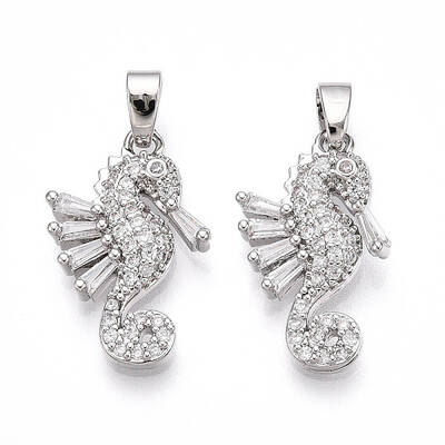 Brass Micro Pave Cubic Zirconia Pendants