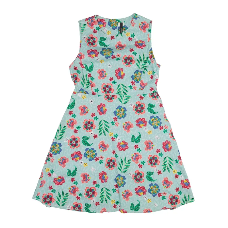 PEPEROSA Fit & Flare Dress Blue Floral Sleeveless Short Womens UK 8