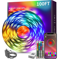 100ft Led Strip Lights RGB Music Sync Color Changing Bluetooth Led Lights with Smart App Control Remote Led Lights for Bedroo...