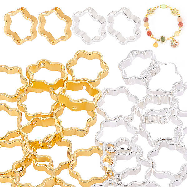 40Pcs 2 Colors Rack Plating Brass Bead Frames