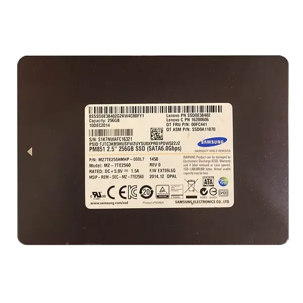 MZ-7TE2560 Samsung PM851 Series 256GB Triple-Level-Cell SATA 6Gb/s 7mm 2.5-Inch Solid State Drive