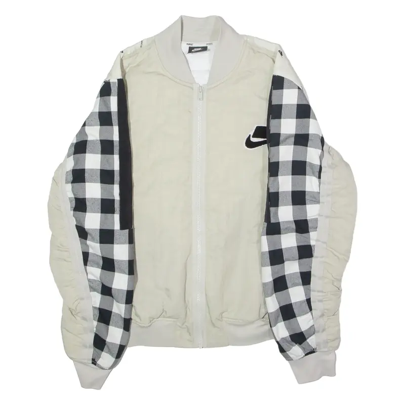 NIKE Mens Bomber Jacket Beige Check M