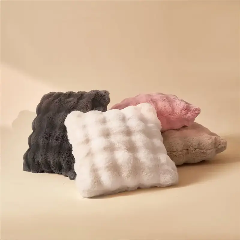 H&D Faux Rabbit Fur Throw Pillows (Cases sold separately) Hypoallergenic Indoor Decorative Pillows for Sofa Couch and Bed, Pl...