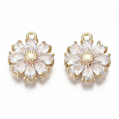 Real 18K Gold Plated Brass Micro Pave Cubic Zirconia Pendants