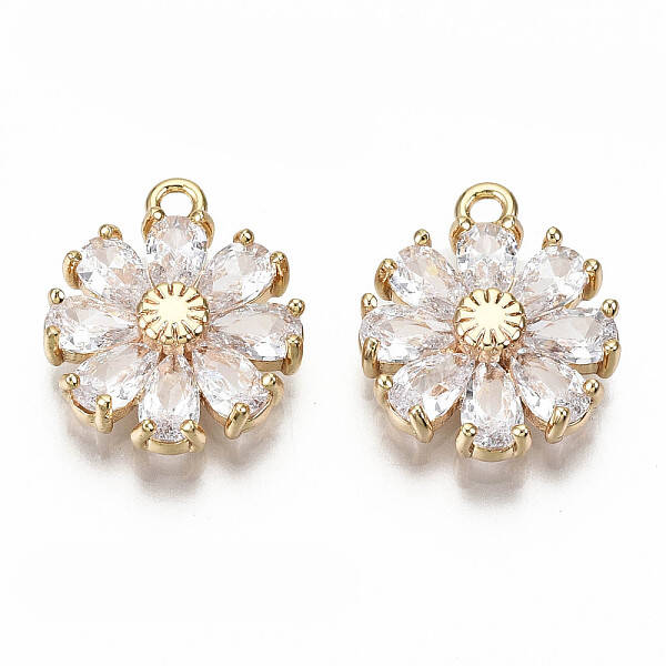 Real 18K Gold Plated Brass Micro Pave Cubic Zirconia Pendants
