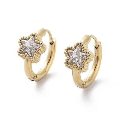 PVD Vacuum Plating 304 Stainless Steel Star Hoop Earrings
