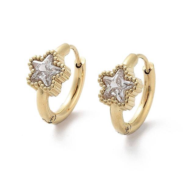 PVD Vacuum Plating 304 Stainless Steel Star Hoop Earrings