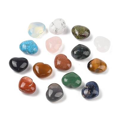 Natural & Synthetic Mixed Gemstone Love Heart Stone