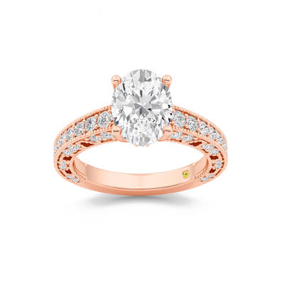 Myrra Vintage Inspired Pavé Set Oval Lab Grown Diamond Engagement Ring | 14K Rose Gold 4 3/8 CT. TW.