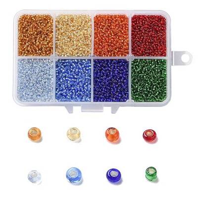 200G 8 Colors 12/0 Grade A Round Glass Seed Beads