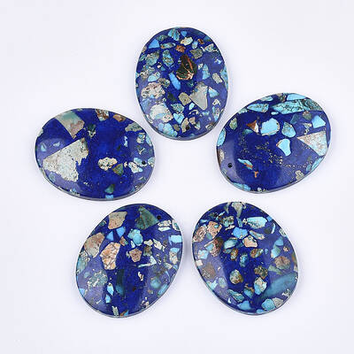 Assembled Synthetic Imperial Jasper and Natural Lapis Lazuli Pendants