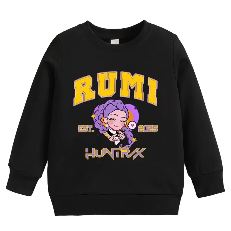 Rumi Huntrix Demon Hunters Jinu Manga Graphic Tee Kpop Huntrix Demon Hunter Kids' Sweatshirt Saja Girls Kpop Sweatshirt for K...
