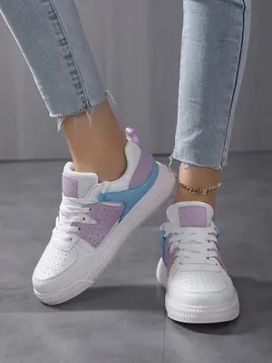 Women's 2024 Summer Fashion Colorblock Lace Up Low Top Athletic Trainers & Sneakers, Sneakers Women 2024, Casual Comfortable ...