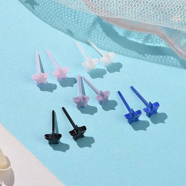 Hypoallergenic Bioceramics Zirconia Ceramic Star Stud Earrings