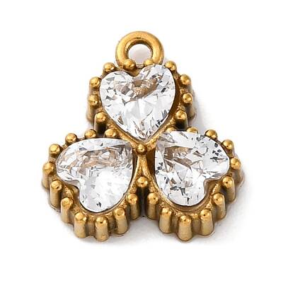 Ion Plating(IP) 304 Stainless Steel Cubic Zirconia Pendants