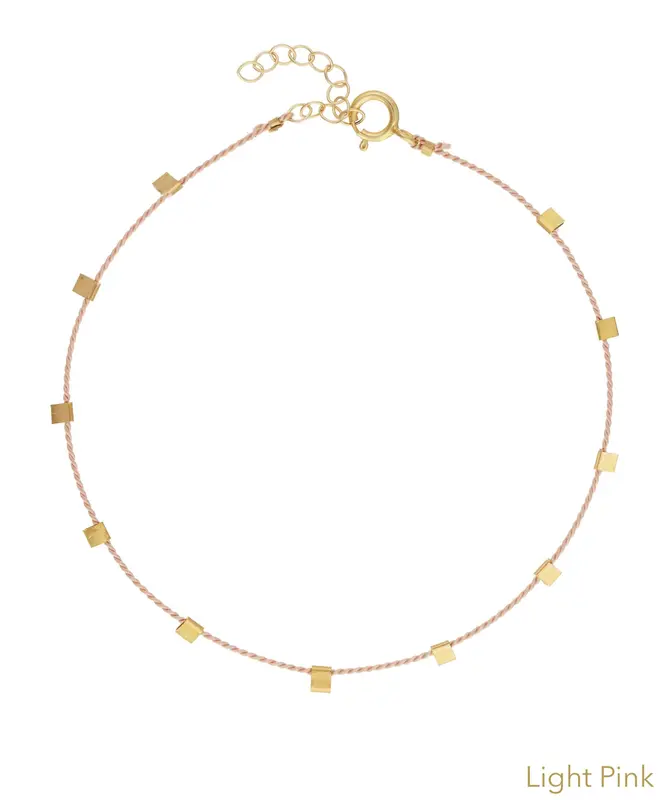 Hilo Anklet | Metal Color: Gold | Color: Light Pink